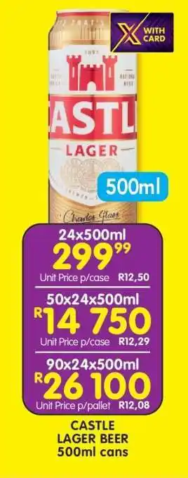 Shoprite CASTLE LAGER BEER 500ml cans offer