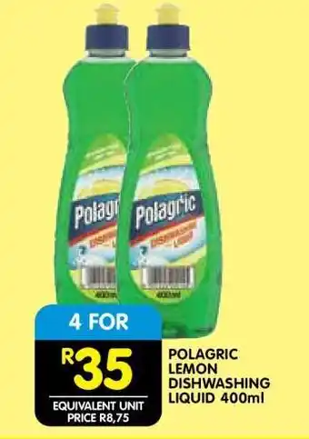 Shoprite POLAGRIC LEMON DISHWASHING LIQUID 400ml offer