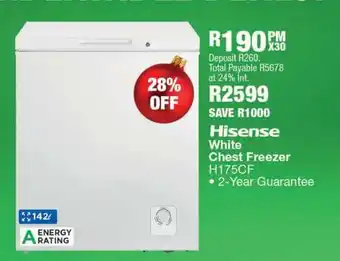 OK Furniture Hisense White Chest Freezer H175CF offer