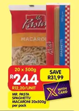 Shoprite MR. PASTA SPAGHETTI/MACARONI 20x500g per pack offer