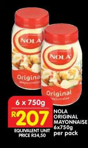Shoprite NOLA ORIGINAL MAYONNAISE 6x750g offer