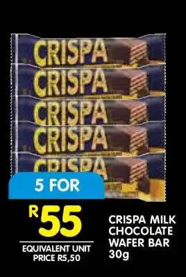 Shoprite CRISPA MILK CHOCOLATE WAFER BAR 30g offer