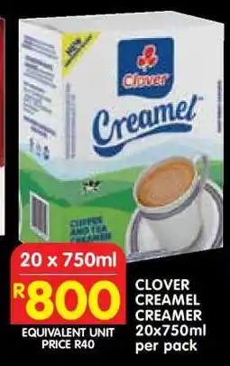 Shoprite CLOVER CREAMEL CREAMER 20x750ml per pack offer