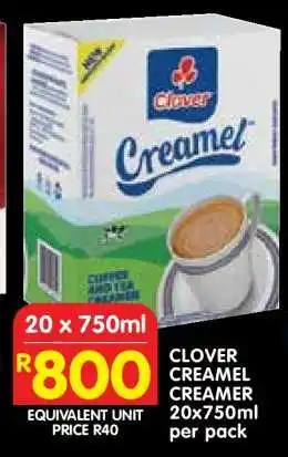Shoprite CLOVER CREAMEL CREAMER 20x750ml per pack offer