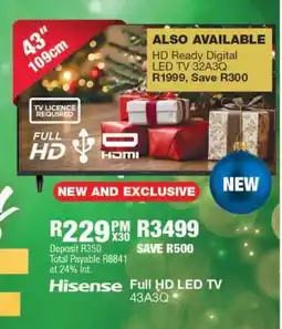 OK Furniture Hisense Full HD LED TV 43A3Q offer