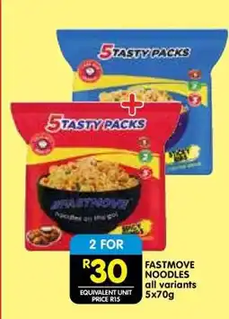 Shoprite FASTMOVE NOODLES all variants 5x70g offer