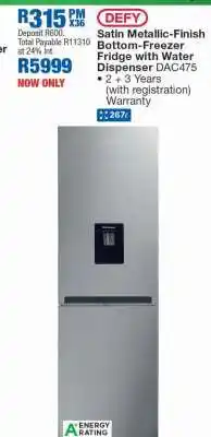 OK Furniture DEFY Satin Metallic-Finish Bottom-Freezer Fridge with Water Dispenser DAC475 offer
