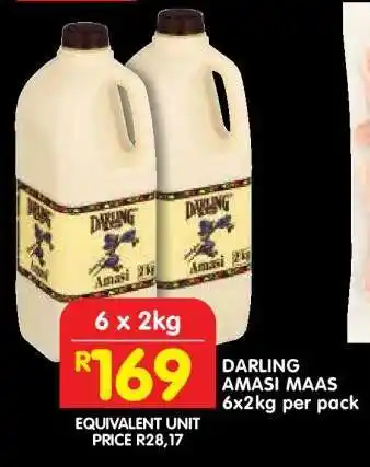 Shoprite DARLING AMASI MAAS 6x2kg per pack offer
