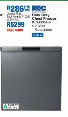 OK Furniture Dark Grey Chest Freezer KCG305GR offer