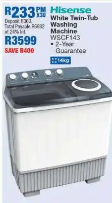 OK Furniture Hisense White Twin-Tub Washing Machine offer