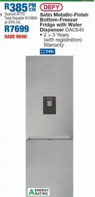 OK Furniture DEFY Satin Metallic-Finish Bottom-Freezer Fridge with Water Dispenser DAC645 offer