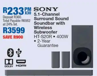 OK Furniture Sony 5.1-Channel Surround Sound Soundbar with Wireless Subwoofer offer
