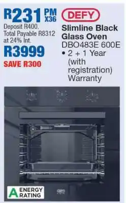 OK Furniture DEFY Slimline Black Glass Oven offer