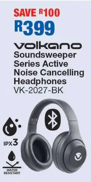 OK Furniture Volkano Soundsweeper Series Active Noise Cancelling Headphones VK-2027-BK offer