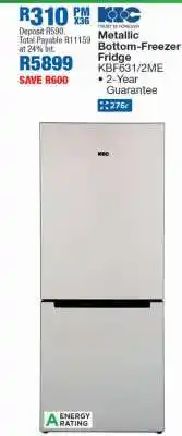 OK Furniture KIC Metallic Bottom-Freezer Fridge KBF631/2ME offer