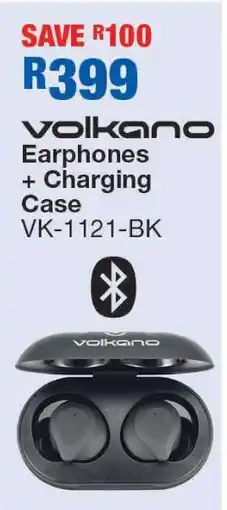 OK Furniture Volkano Earphones + Charging Case VK-1121-BK offer