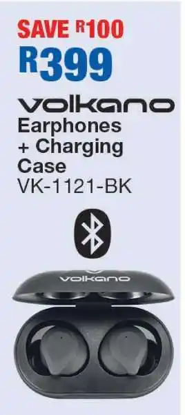 OK Furniture Volkano Earphones + Charging Case VK-1121-BK offer