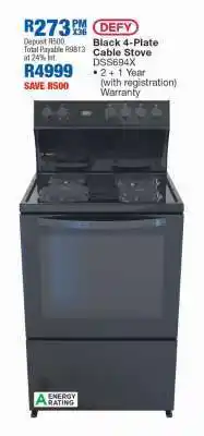 OK Furniture DEFY Black 4-Plate Cable Stove DSS694X offer