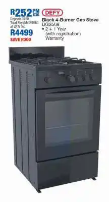 OK Furniture Defy Black 4-Burner Gas Stove DGS568 offer