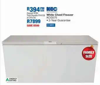 OK Furniture White Chest Freezer KCG575 offer