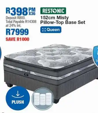 OK Furniture Restonic 152cm Misty Pillow-Top Base Set offer