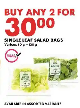 Woolworths SINGLE LEAF SALAD BAGS offer