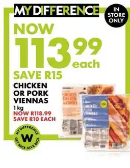 Woolworths Chicken or Pork Viennas offer