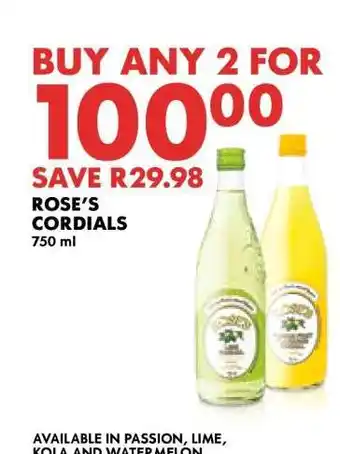 Woolworths Rose's Cordials offer