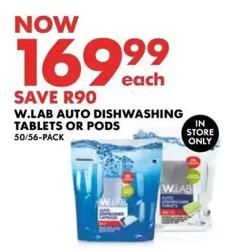 Woolworths W.LAB AUTO DISHWASHING TABLETS OR PODS offer