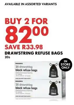 Woolworths Drawstring Refuse Bags 20s offer