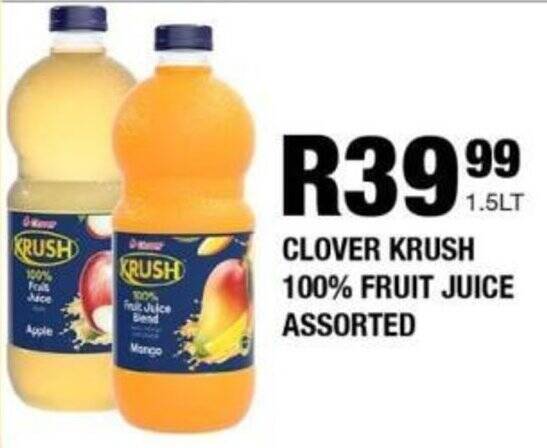Clover krush 100% fruit juice assorted