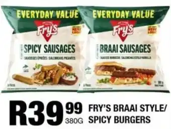 Take 'n Pay Fry's braai style/ spicy burgers offer