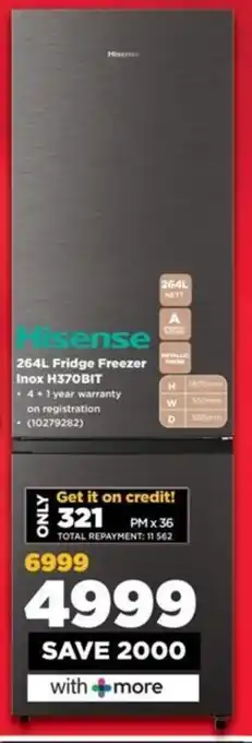 HiFi Corp Hisense Fridge Freezer Inox H370BIT offer