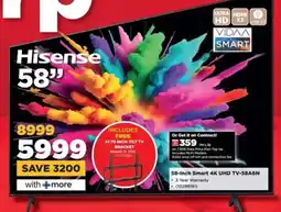 HiFi Corp Hisense 58-inch Smart 4K UHD TV-58A6N offer