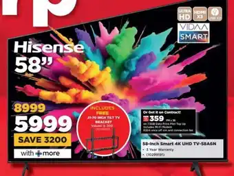 HiFi Corp Hisense 58-inch Smart 4K UHD TV-58A6N offer