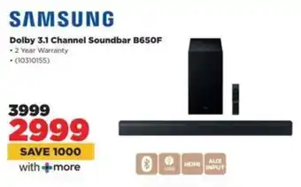 HiFi Corp SAMSUNG Dolby 3.1 Channel Soundbar B650F offer