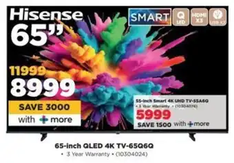 HiFi Corp Hisense 65-inch QLED 4K TV-65Q6Q offer