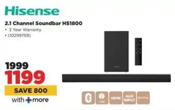 HiFi Corp Hisense 2.1 Channel Soundbar HS1800 offer