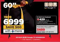 HiFi Corp Skyworth 60-inch QLED Google TV-60Q6600H offer