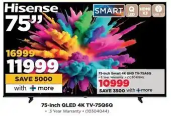 HiFi Corp Hisense 75-inch QLED 4K TV-75Q6Q offer