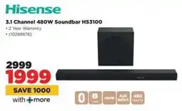 HiFi Corp Hisense 3.1 Channel 480W Soundbar HS3100 offer