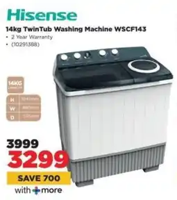 HiFi Corp Hisense TwinTub Washing Machine offer