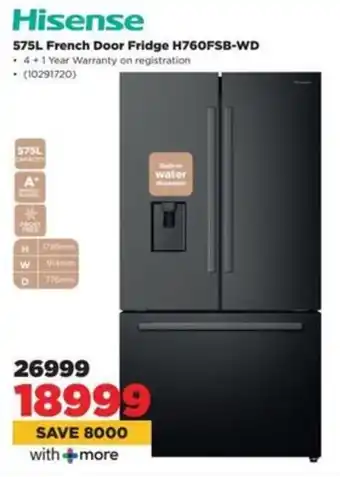 HiFi Corp Hisense French Door Fridge H760FSB-WD offer