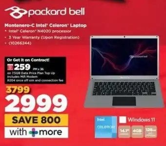 HiFi Corp Packard Bell Montenero-C Intel Celeron Laptop offer