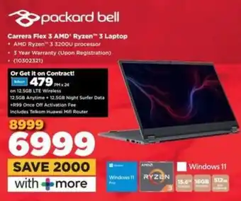 HiFi Corp Packard Bell Carrera Flex 3 AMD Ryzen 3 Laptop offer
