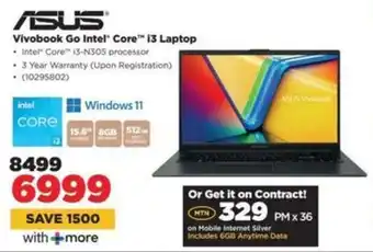 HiFi Corp ASUS Vivobook Go Intel Core i3 Laptop offer