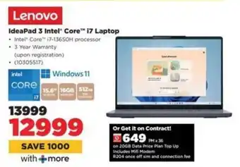 HiFi Corp Lenovo IdeaPad 3 Intel Core i7 Laptop offer