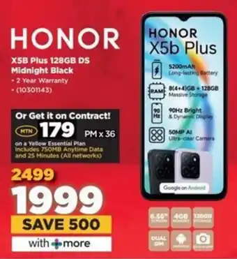 HiFi Corp Honor X5B Plus 128GB DS Midnight Black offer