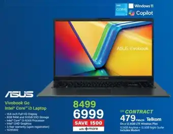 Incredible Connection ASUS Vivobook Go Intel Core i3 Laptop offer