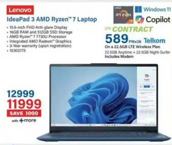 Incredible Connection Lenovo IdeaPad 3 AMD Ryzen 7 Laptop offer